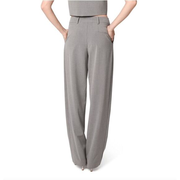 WAYF Icon Gray Pinstripe Straight Leg Trousers - Picture 3 of 9
